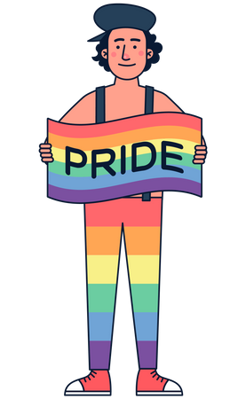 Man holding pride flag  Illustration