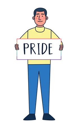 Man holding pride placard  Illustration