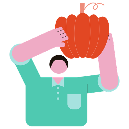 Man holding Pumpkin  Illustration