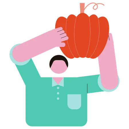 Man holding Pumpkin  Illustration