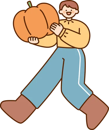 Man holding pumpkin  Illustration