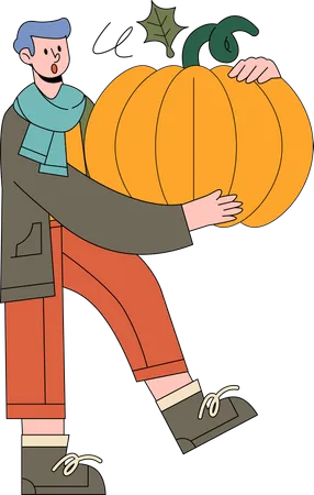 Man holding pumpkin  Illustration