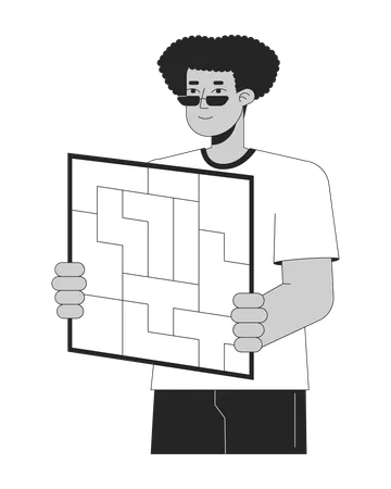 Man Holding Puzzles Board Bw Concept Vector Spot Illustration Chaos Unorganized 2 D Cartoon Flat Line Monochromatic Character For Web UI Design Productivity Editable Isolated Outline Hero Image Illustration
