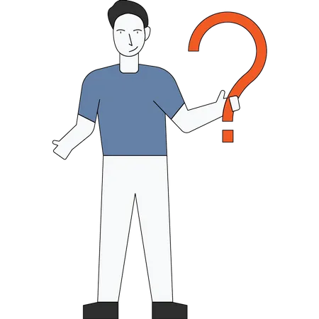 Man holding question mark Illustration