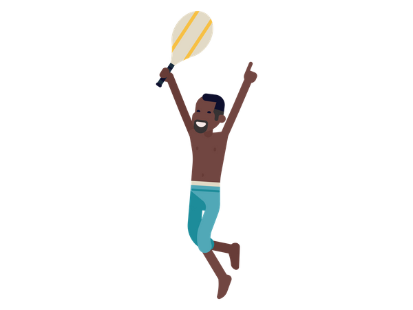 Man holding racket in his hand Illustration