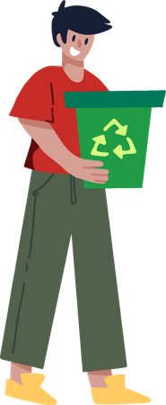 Man holding Recycle bin  Illustration
