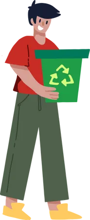 Man holding Recycle bin  Illustration