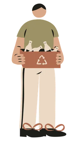 Man holding recycling bottle  イラスト