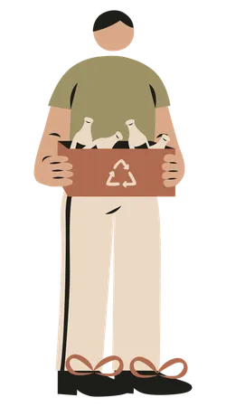 Man holding recycling bottle  Illustration