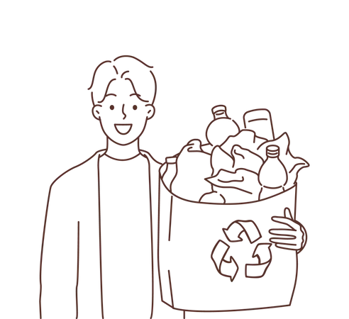 Man holding recycling plastic bottle  Illustration