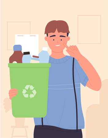 Man holding recycling plastic bottle  Illustration