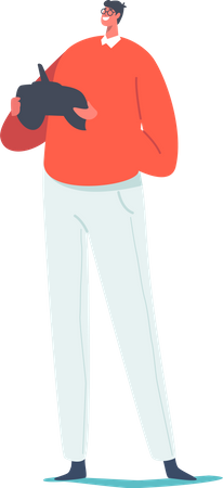 Man holding remote controller Illustration