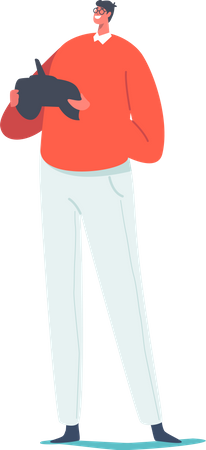 Man holding remote controller  イラスト