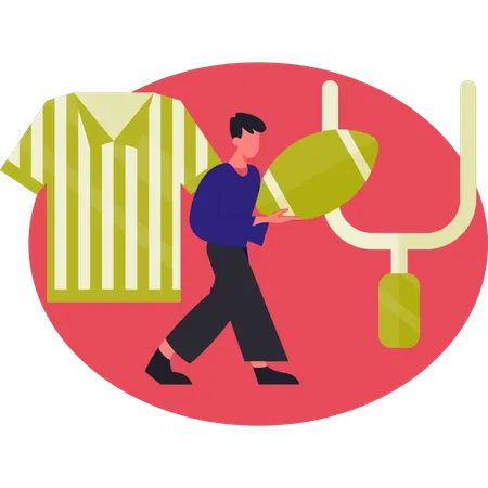 Man holding rugby ball  Illustration