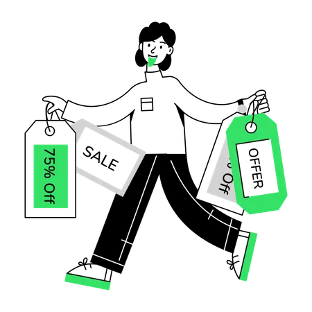 Man holding Sale Tags  Illustration