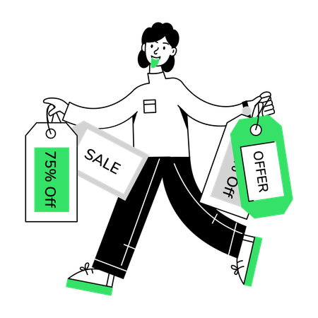 Man holding Sale Tags  Illustration