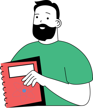 Man holding science book  イラスト