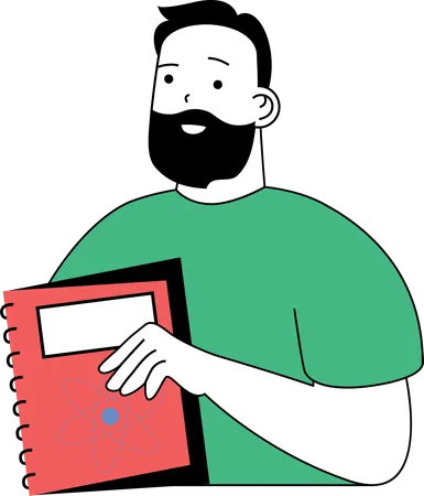 Man holding science book  イラスト