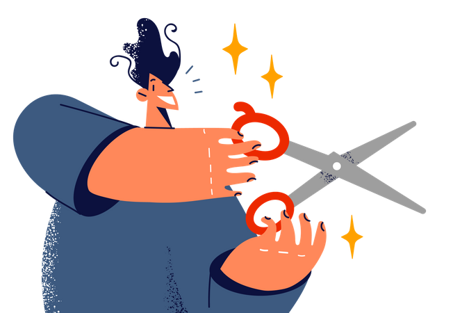 Man holding scissor  Illustration