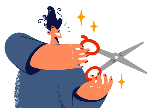 Man holding scissor  Illustration