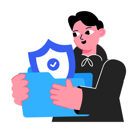 Man holding secure Folder  Illustration