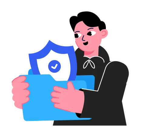 Man holding secure Folder  Illustration