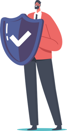 Man holding security shield  Illustration