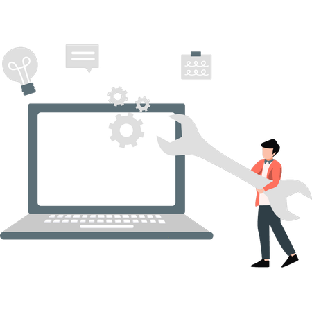 Man holding setting tool  Illustration