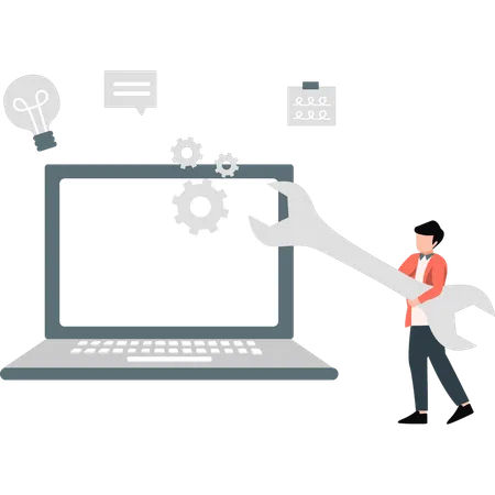 Man holding setting tool  Illustration