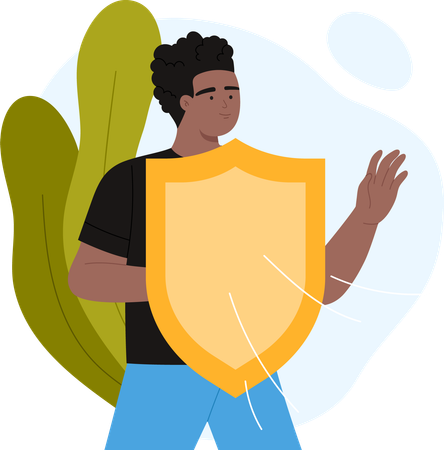 Man holding shield  Illustration