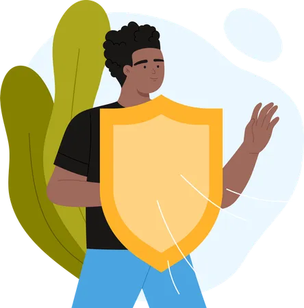 Man holding shield  Illustration