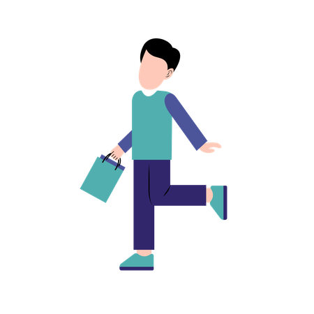 Man Holding Shopping Bag  Illustration