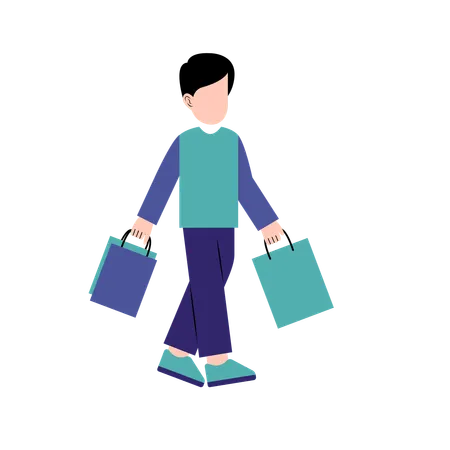 A Man Holding Shopping Bag Illustration