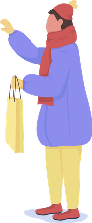 Man Holding shopping bag Illustration