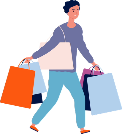 Man holding shopping bag Illustration
