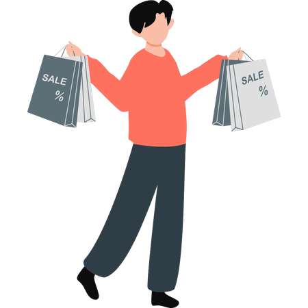 Man holding shopping bag  Illustration