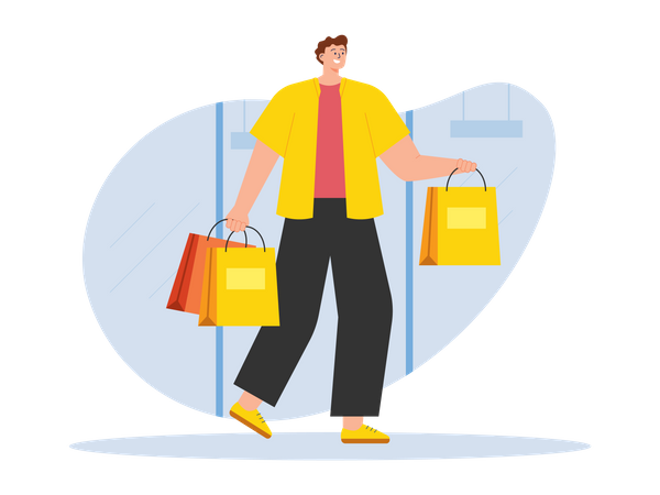 Man holding shopping bag  Illustration