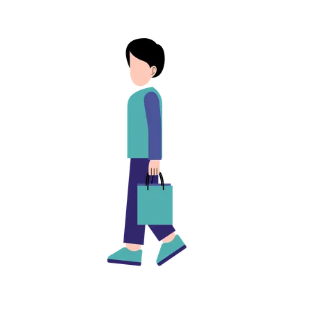 Man Holding Shopping Bag  Illustration