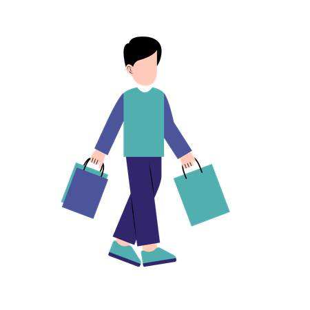 Man Holding Shopping Bag  Illustration