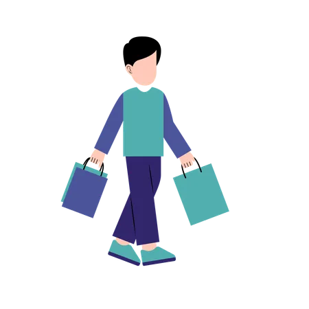 Man Holding Shopping Bag  Illustration