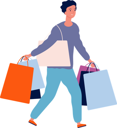 Man holding shopping bag  Illustration