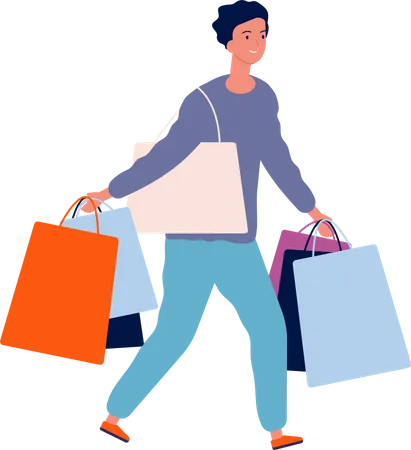 Man holding shopping bag  Illustration