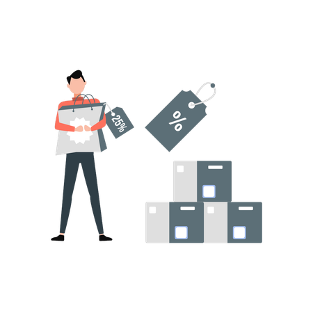 Man holding shopping bag  Illustration