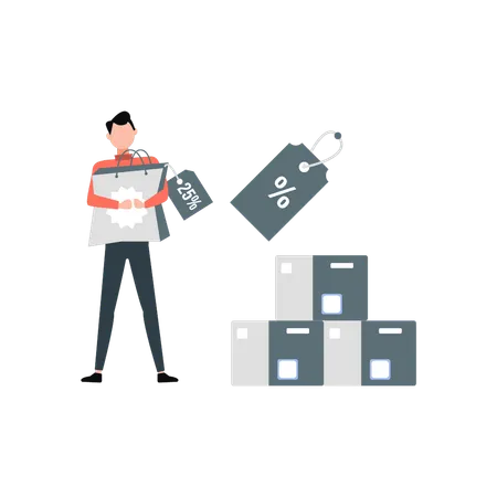 Man holding shopping bag  Illustration