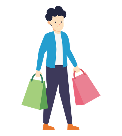 Man holding shopping bag  Illustration