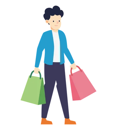 Man holding shopping bag  Illustration