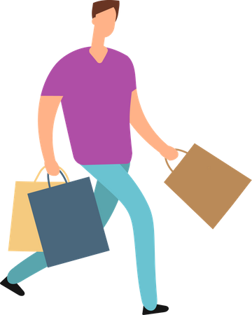 Man holding shopping bag  Illustration