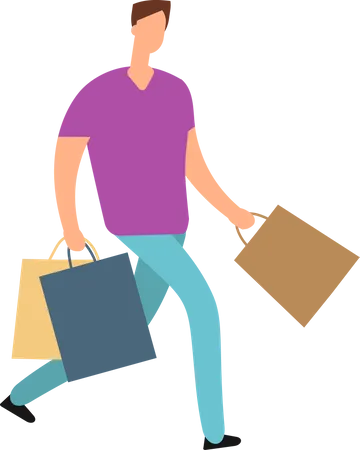 Man holding shopping bag  Illustration