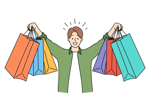 Man holding shopping bag  Illustration