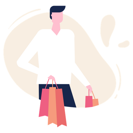 Man holding shopping bag  Illustration